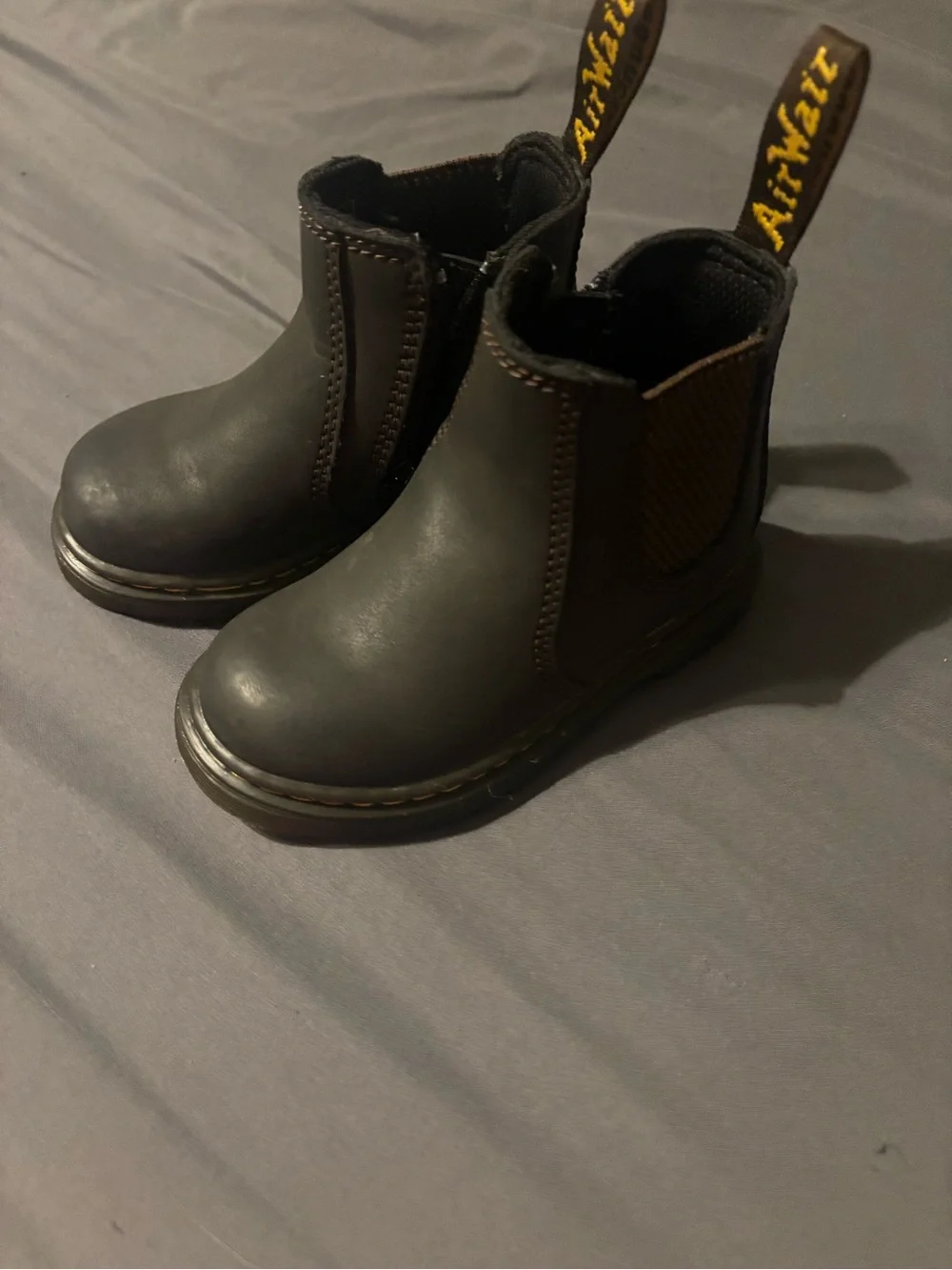 Dr. Martens Kids Black Chelsea Boots with Yellow Stitching